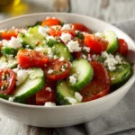 Overhead shot of 3 ingredient Mediterranean salad recipe