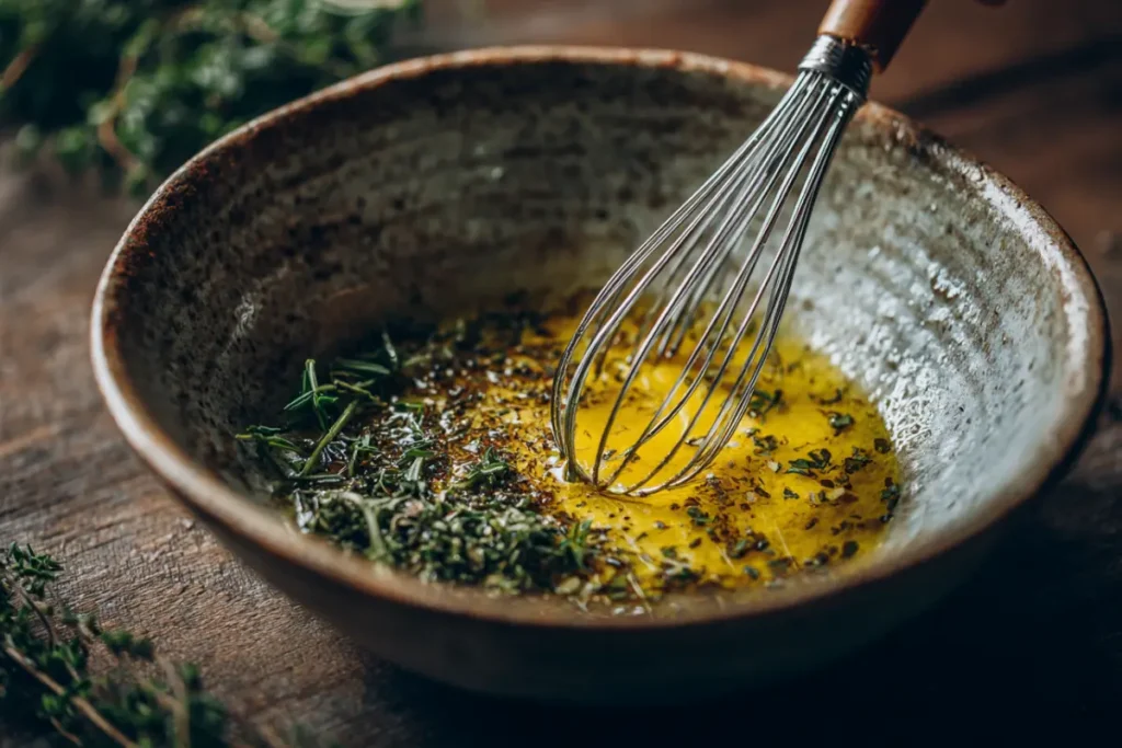 Make This 3 Ingredient Mediterranean Salad Tonight 18 Olive oil, lemon, and oregano dressing in a small bowl