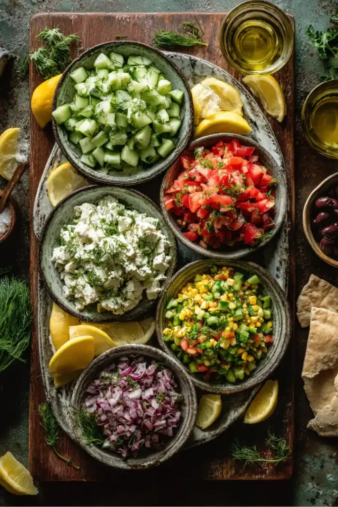 Fresh Mediterranean Salads: 5 Easy & Delicious Recipes 2 Colorful Mediterranean salad with cucumber, tomato, feta, and olives