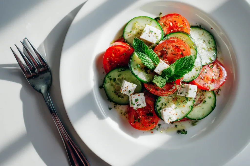 Fresh Mediterranean Salads: 5 Easy & Delicious Recipes 6 Simple 3-ingredient Mediterranean salad with cucumber, tomato, and feta