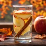 Tasty card layout of apple cinnamon infused water ingredients and jar