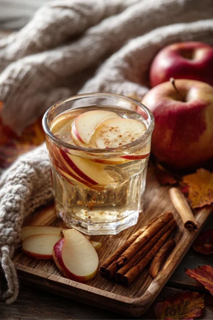 Try Apple Cinnamon Infused Water for a Healthy Fall Boost 18 Autumn-styled apple cinnamon infused water with cozy background