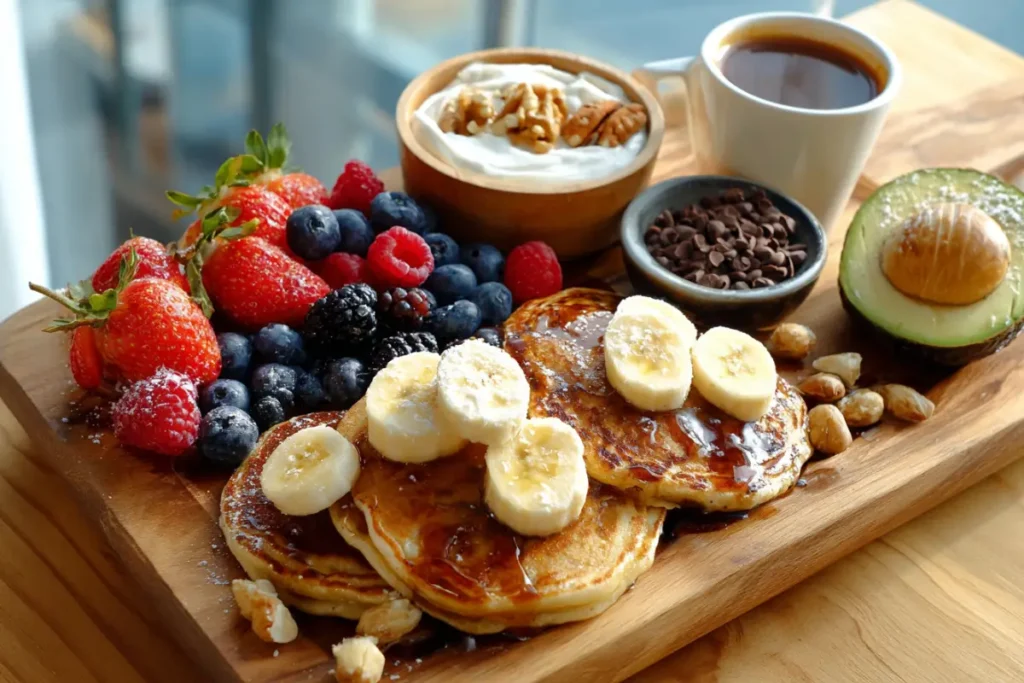 Banana Cottage Cheese Pancakes: A High-Protein, Healthy Breakfast Delight 25 Pancake board with toppings