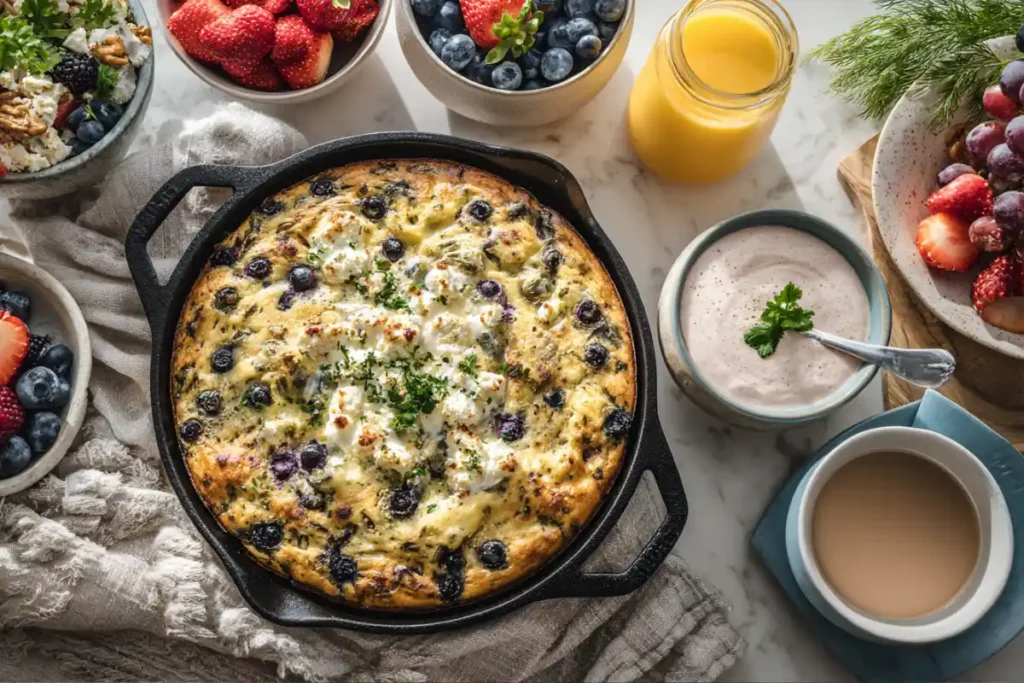 Blueberry Cottage Cheese Breakfast Bake : Easy, Protein-Rich Recipe You’ll Love 23 Blueberry breakfast bake served at a vibrant brunch table