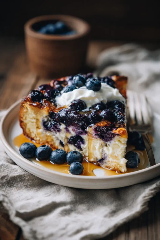 Blueberry Cottage Cheese Breakfast Bake : Easy, Protein-Rich Recipe You’ll Love 24 Blueberry cottage cheese breakfast bake sliced and served with toppings