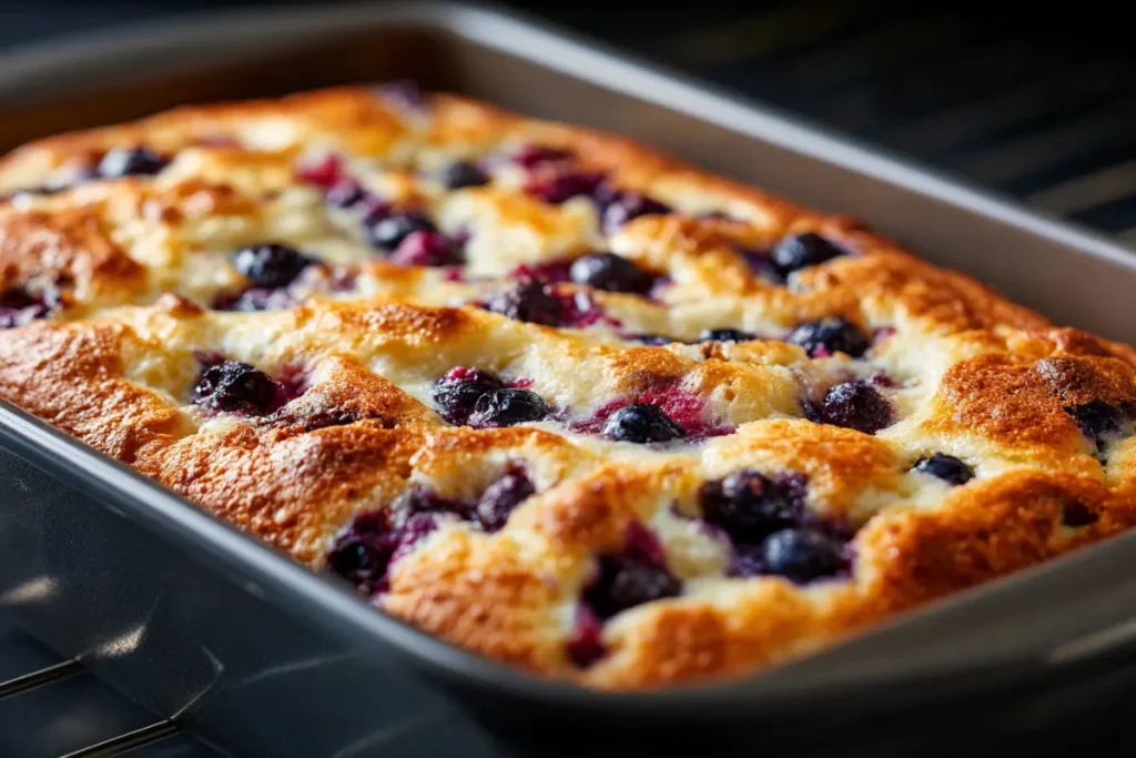 Blueberry Cottage Cheese Breakfast Bake : Easy, Protein-Rich Recipe You’ll Love 18 Freshly baked blueberry cottage cheese breakfast bake cooling on stove