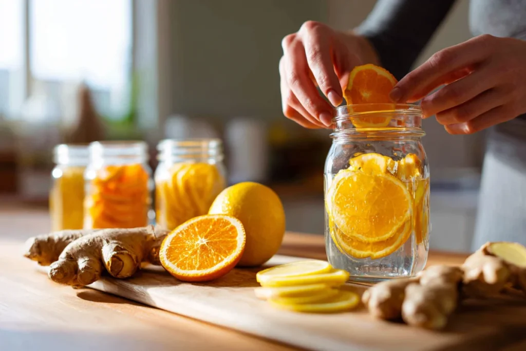 Citrus Ginger Infused Water: Boost Immunity Naturally 15 Adding citrus and ginger to a jar