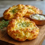 Horizontal Tasty card for cottage cheese cloud bread with steps and final image