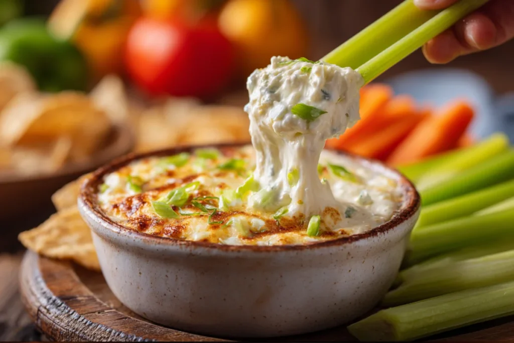 Cottage Cheese Queso Dip: The Healthier, Creamier Cheese Dip You’ll Love 14 Celery dipped into warm cottage cheese queso