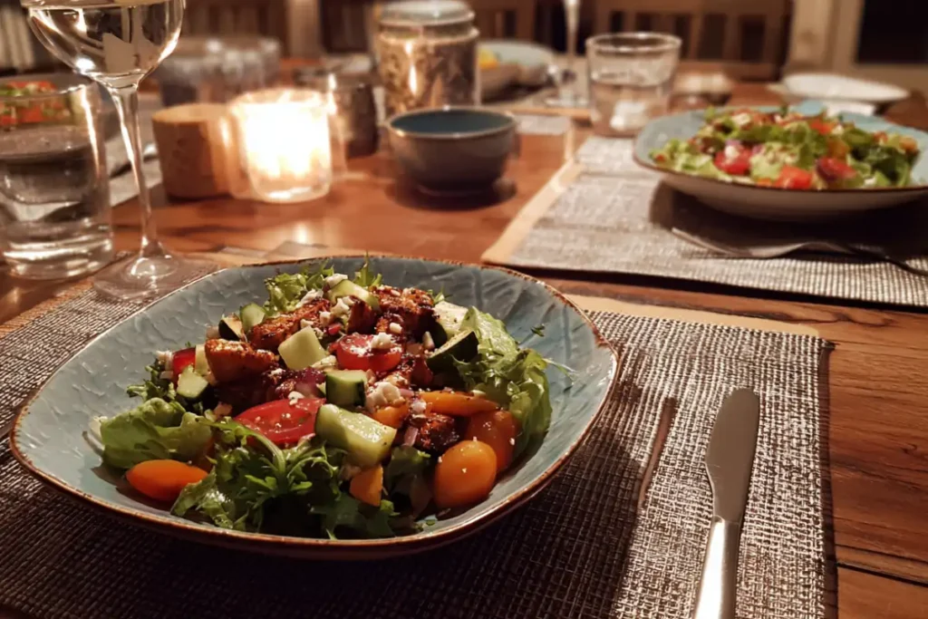 Mediterranean Chopped Salad Made Easy – Fresh, Crunchy, and So Satisfying 29 Mediterranean chopped salad served at a cozy dinner table