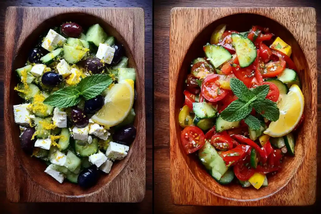 Mediterranean Cucumber Tomato Salad: The Best 10-Minute Summer Side 18 Greek salad vs Mediterranean cucumber tomato salad