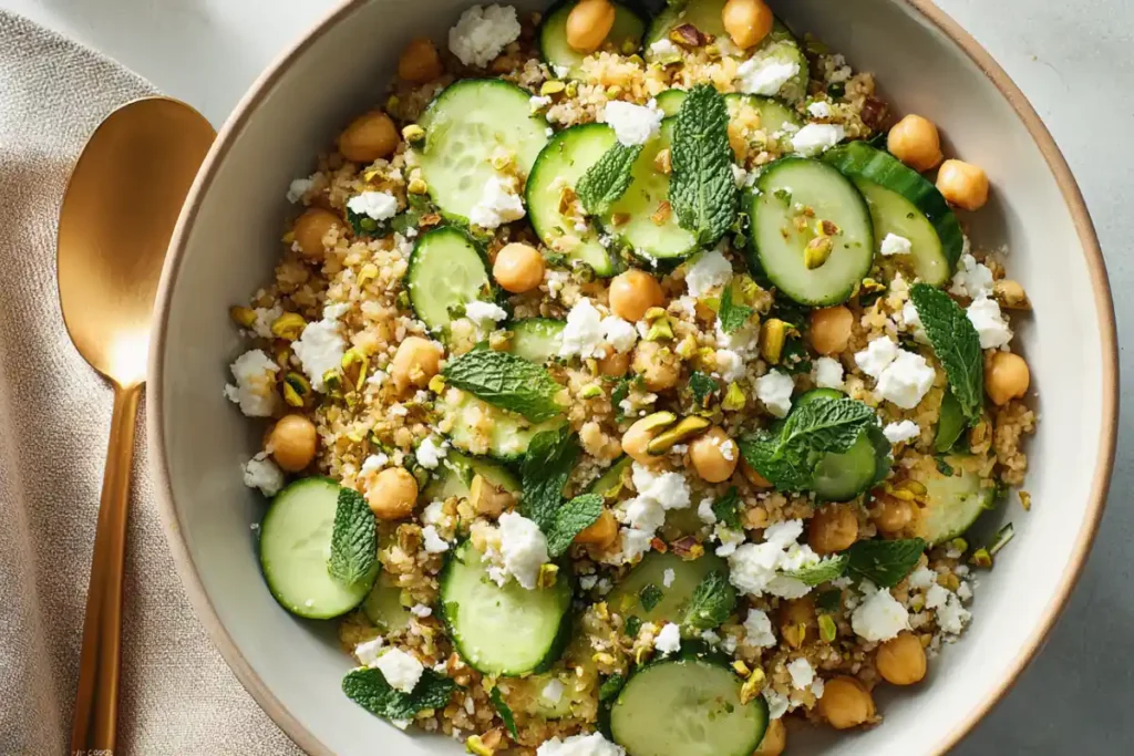 Mediterranean Cucumber Tomato Salad: The Best 10-Minute Summer Side 28 Jennifer Aniston inspired cucumber chickpea salad