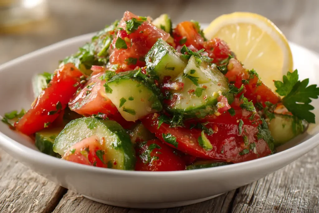 Mediterranean Cucumber Tomato Salad: The Best 10-Minute Summer Side 23 Mediterranean cucumber tomato salad ready to serve