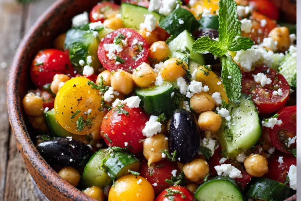Mediterranean Cucumber Tomato Salad: The Best 10-Minute Summer Side 25 Mediterranean cucumber tomato salad with feta and chickpeas
