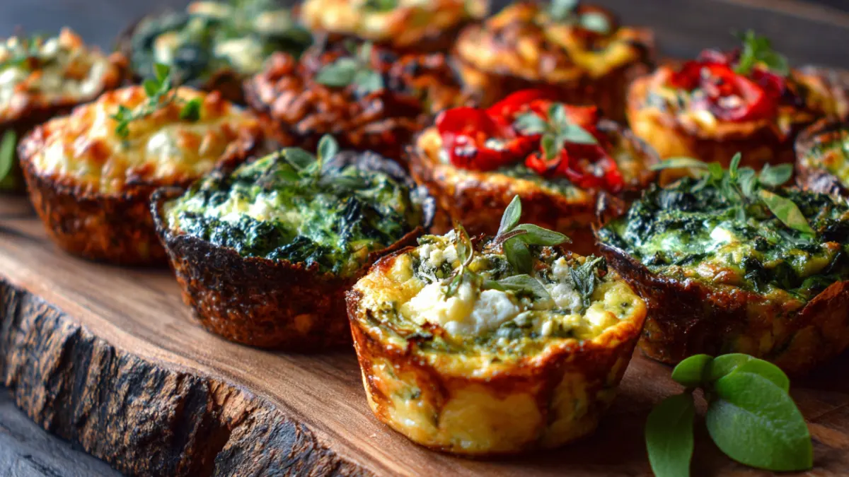 mini cottage cheese quiche cups baked in muffin pan
