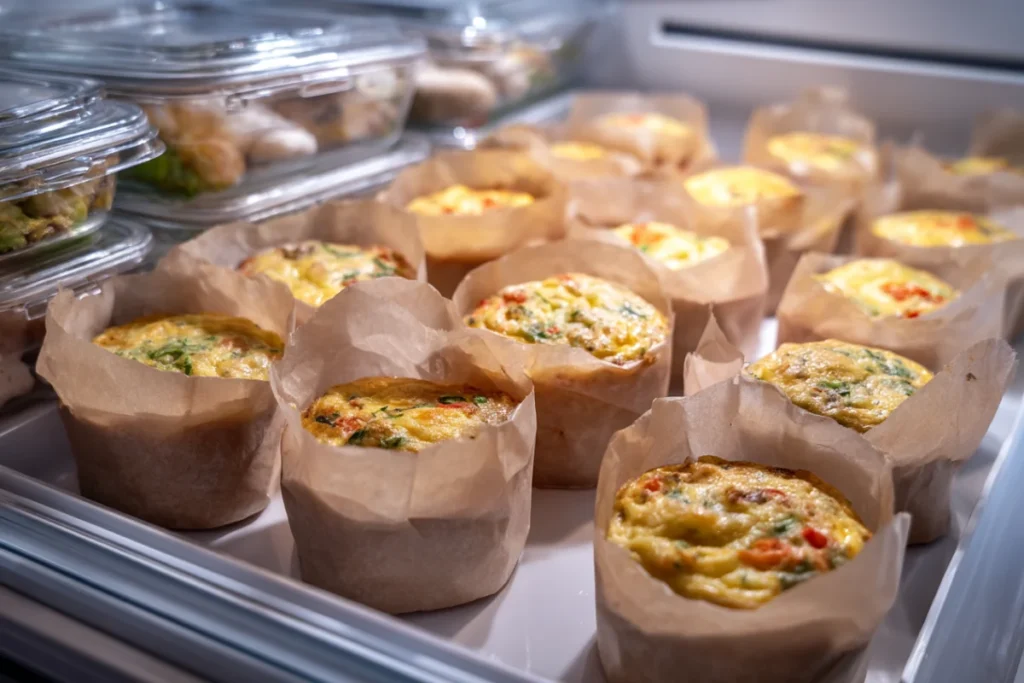 Mini Cottage Cheese Quiche Cups – The Best High-Protein, Crustless Meal Prep Idea 27 freezing mini cottage cheese quiche cups for storage