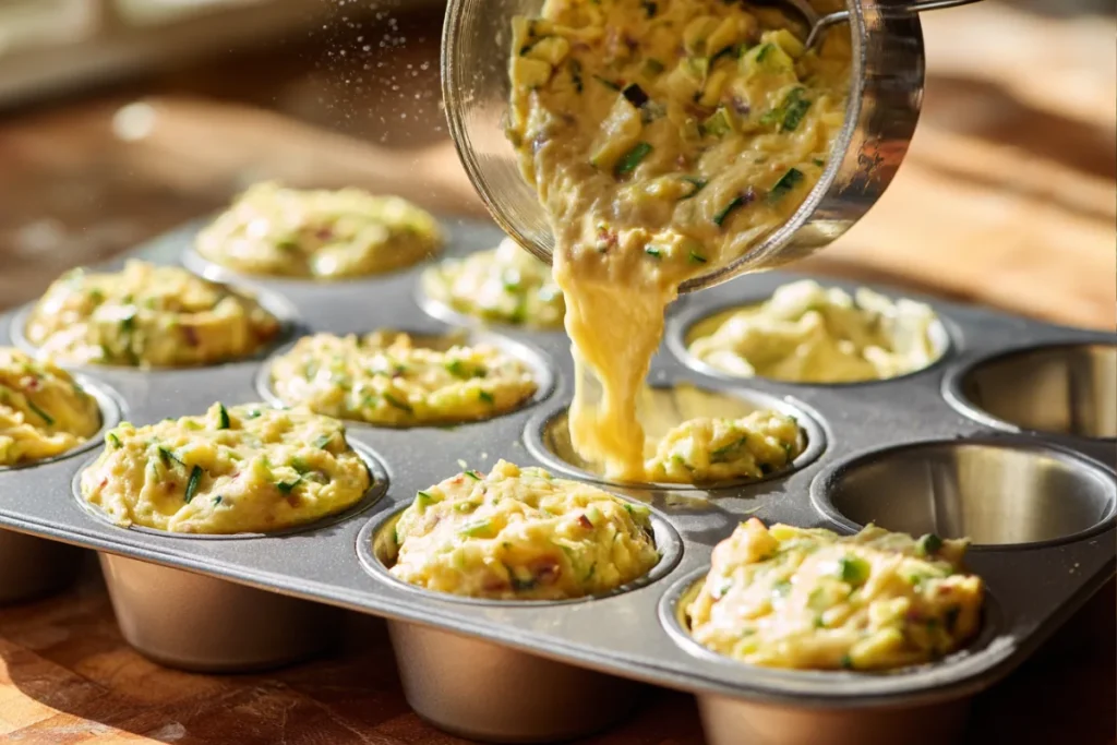 Mini Cottage Cheese Quiche Cups – The Best High-Protein, Crustless Meal Prep Idea 21 filling muffin cups with cottage cheese egg mixture