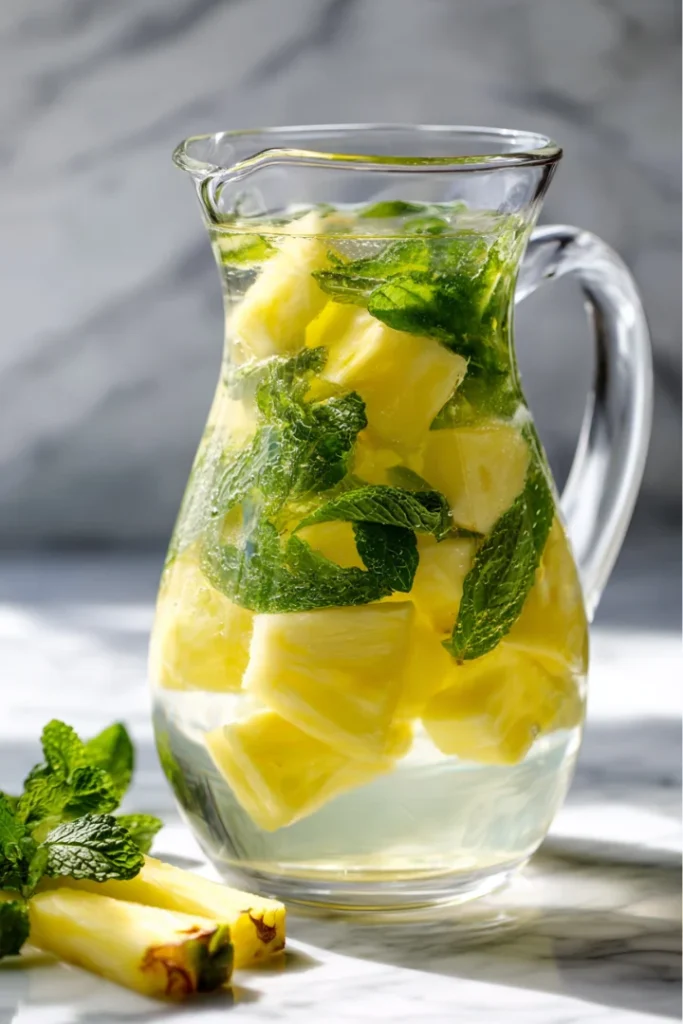 Feel Refreshed with Pineapple Mint Infused Water for Digestion 12 Pitcher of pineapple mint water