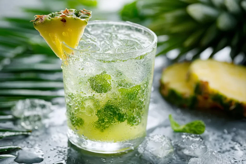 Feel Refreshed with Pineapple Mint Infused Water for Digestion 15 Chilled glass of pineapple mint detox water