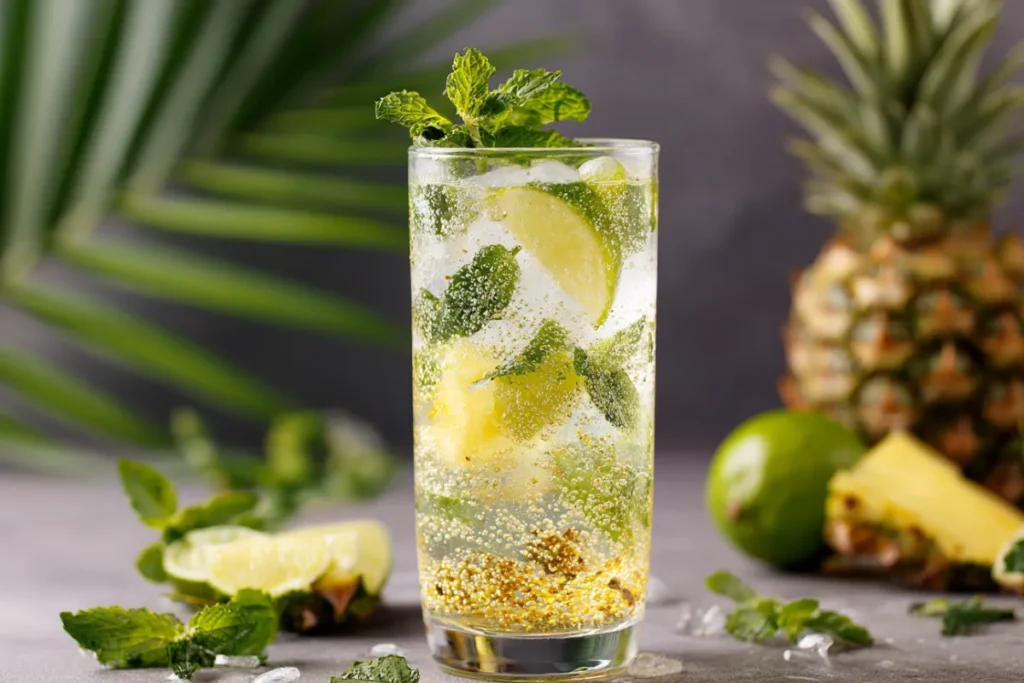 Feel Refreshed with Pineapple Mint Infused Water for Digestion 18 Mocktail-style pineapple mint sparkling water