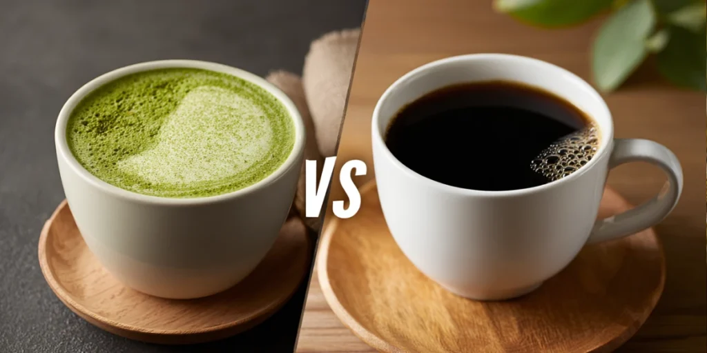 How to Bake Matcha Gateau Recipe Like a Pro at Home 22 Side-by-side image of matcha latte and coffee cup