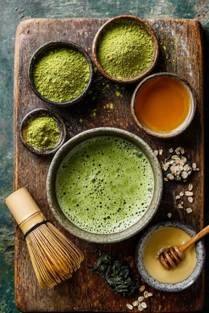 Boost Wellness with Matcha Hot Tea Recipes You’ll Love 22 Pinterest-ready vertical image of matcha hot tea with ingredients