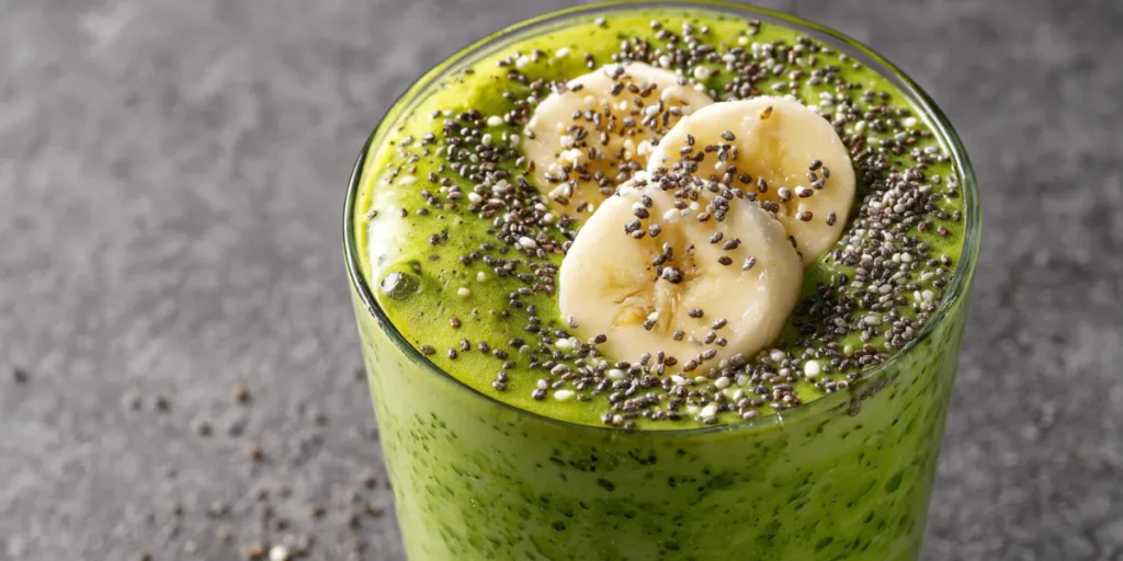 Matcha Recipes 7 Delicious Drinks & Desserts You Can Make at Home 6 Matcha smoothie with banana and chia seeds