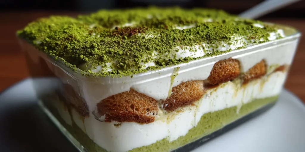 Matcha Recipes 7 Delicious Drinks & Desserts You Can Make at Home 7 Matcha tiramisu recipe with layered cream and matcha dust