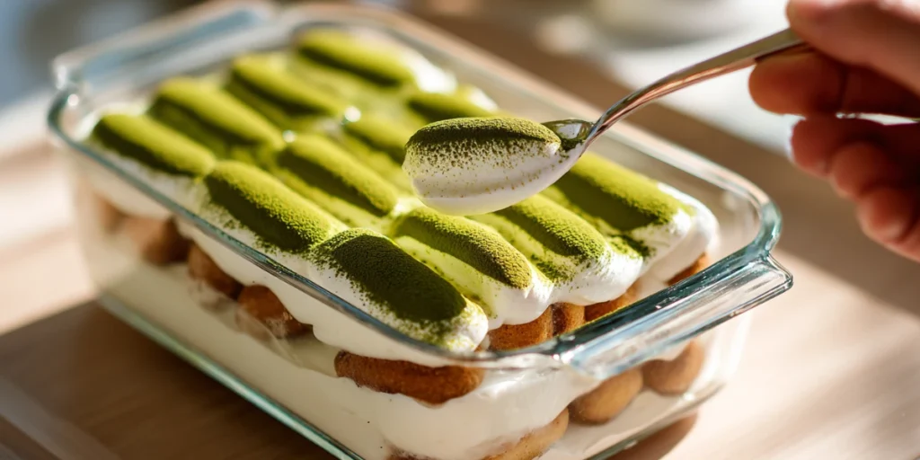 The Ultimate Matcha Tiramisu Recipe for Dessert Lovers 16 Layering green mascarpone cream over soaked ladyfingers