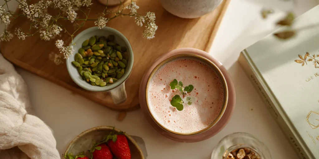 Secrets to the Best Strawberry Matcha Recipe at Home 23 Strawberry matcha with herbs and healthy snacks