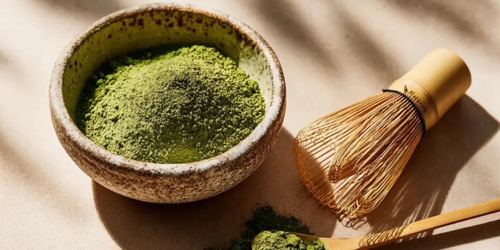 Secrets to the Best Strawberry Matcha Recipe at Home 16 Ceremonial grade matcha powder with whisk
