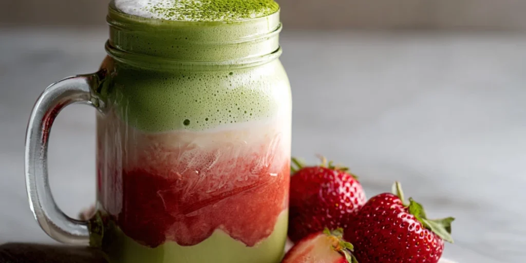 Secrets to the Best Strawberry Matcha Recipe at Home 20 Vegan strawberry matcha latte made with almond milk
