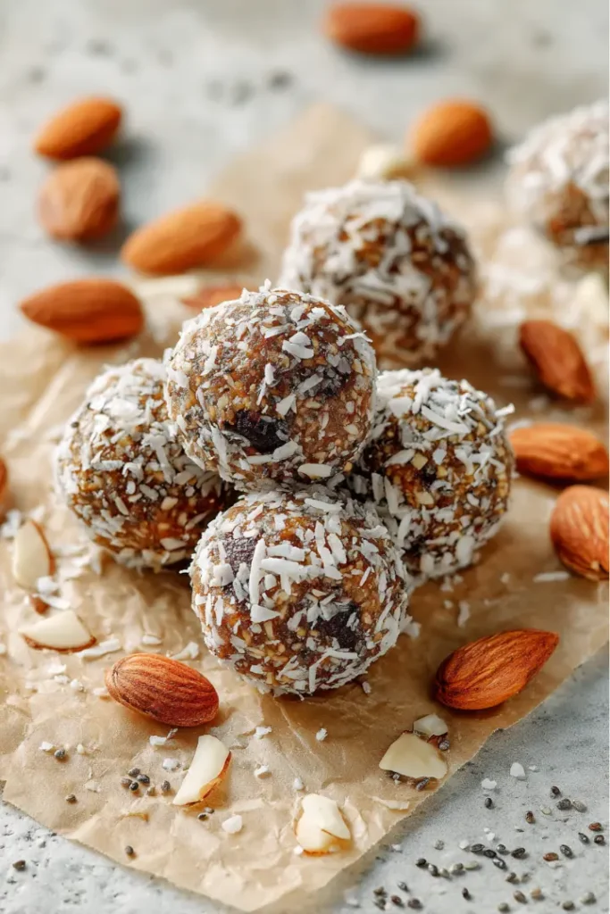 Keto energy bites on parchment paper