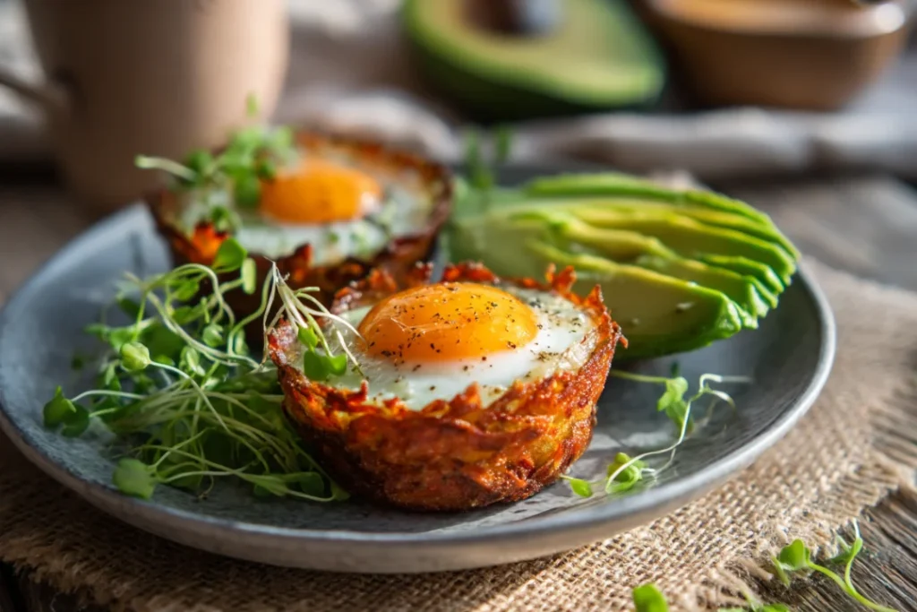 Eggs in Crispy Hash Brown Baskets
