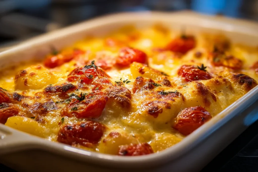 Easy Baked Gnocchi with Tomatoes Mozzarella