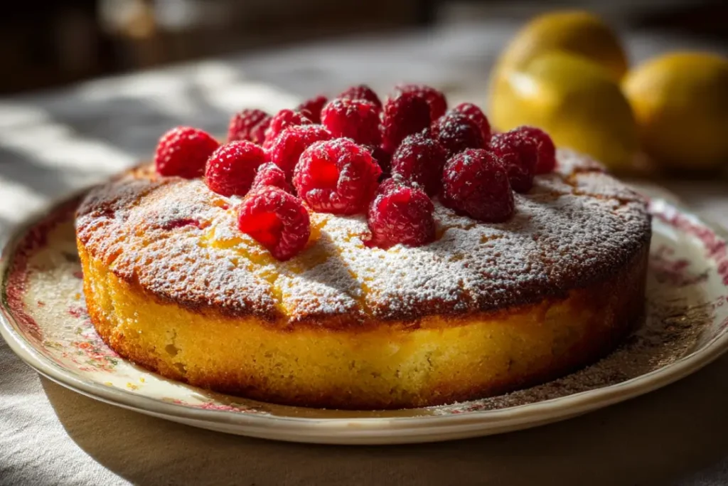Raspberry and Lemon Polenta Cake
